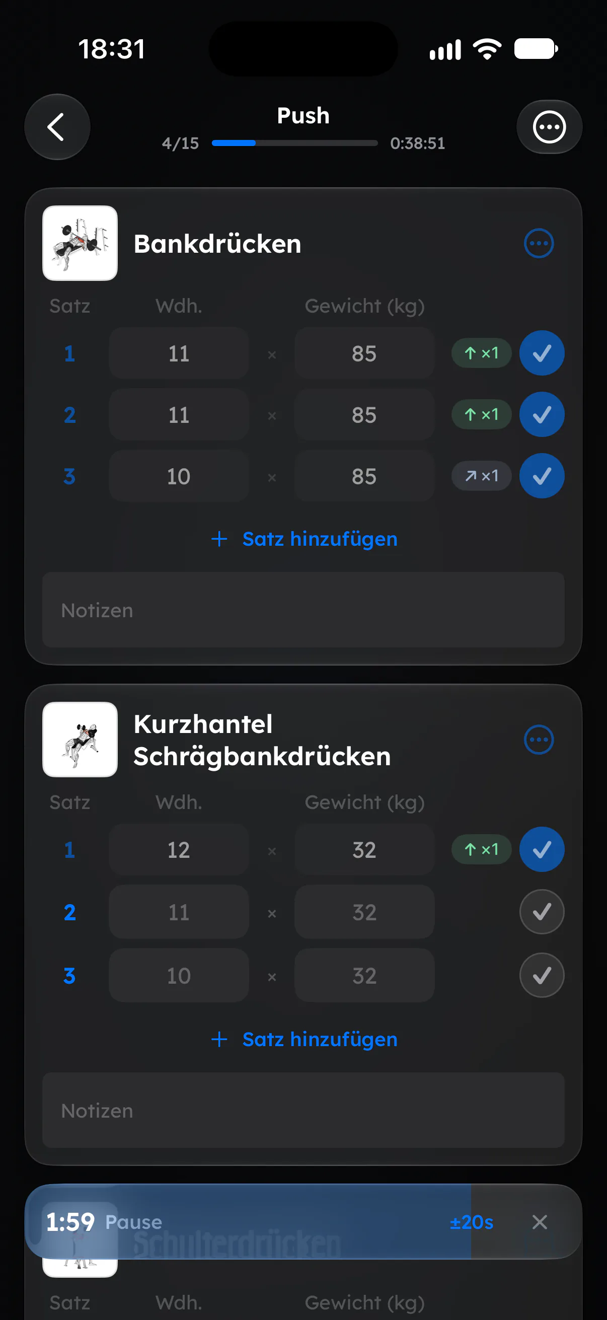 Live-Workout-Tracking in Fitaino